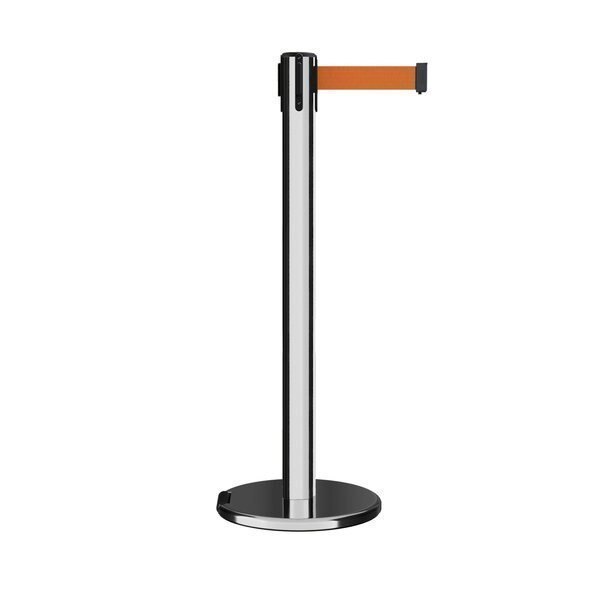 Retractable Belt Stanchion Roller Base, 3ft Pol.Steel Post 14ft Orange, Montour Line, Mfr#: ME650-PS-OR-140